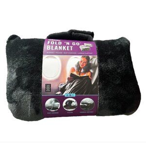 Cabeau Fold ‘n Go Travel and Throw Blanket Plus Compact Case Pillow Charcoal